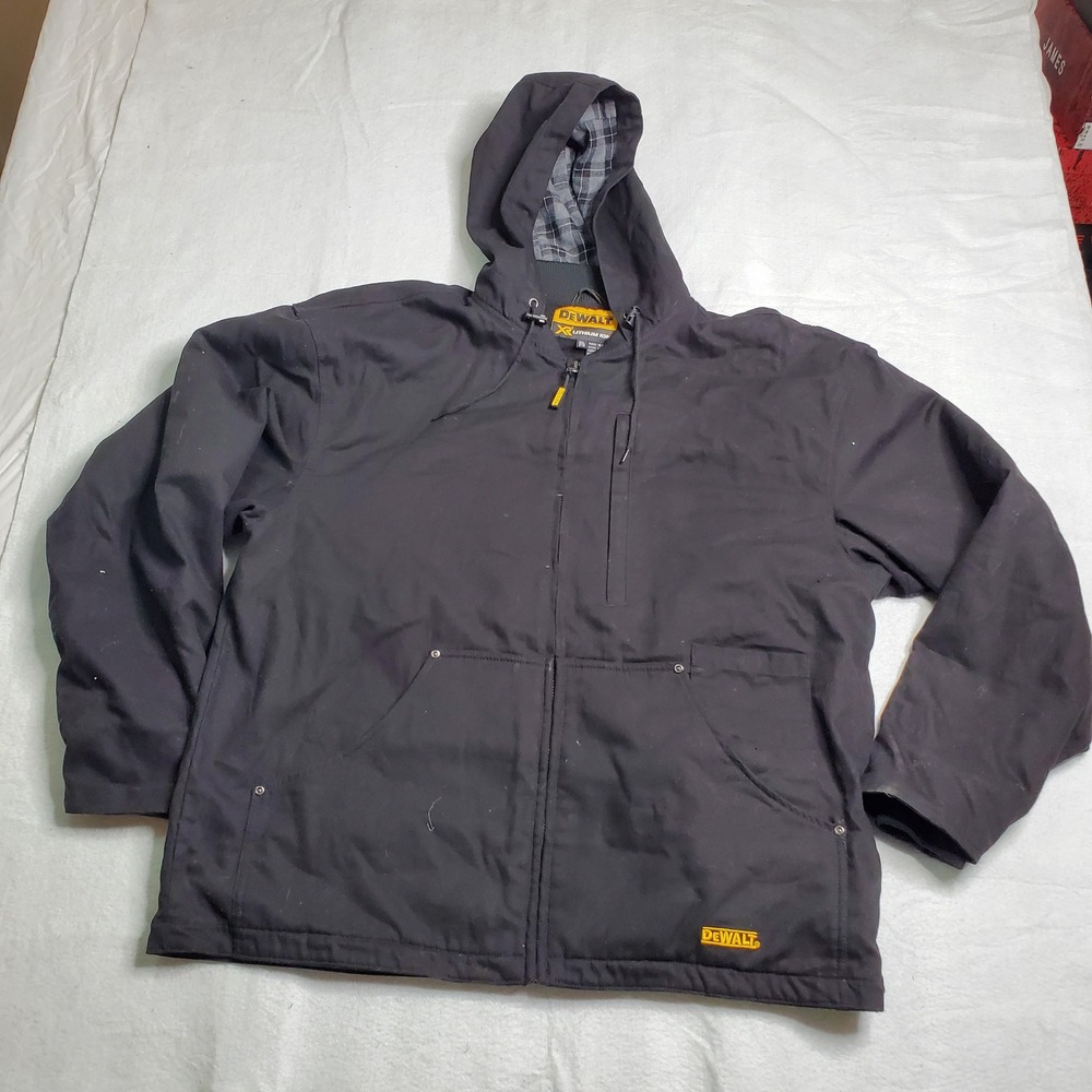 Dewalt Mens Heated Jacket Black Hooded Workwear Size 2XL No battery